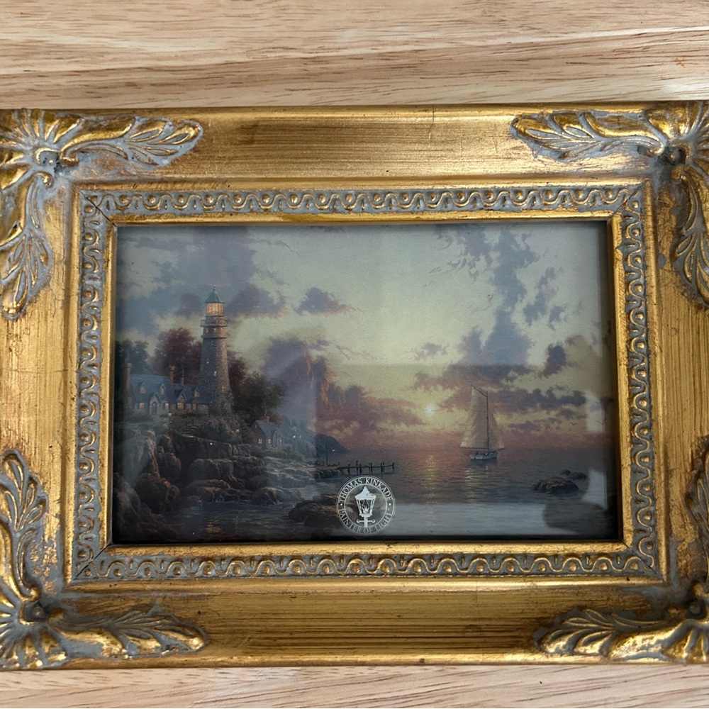 Gold Ornate Framed Lighthouse Art